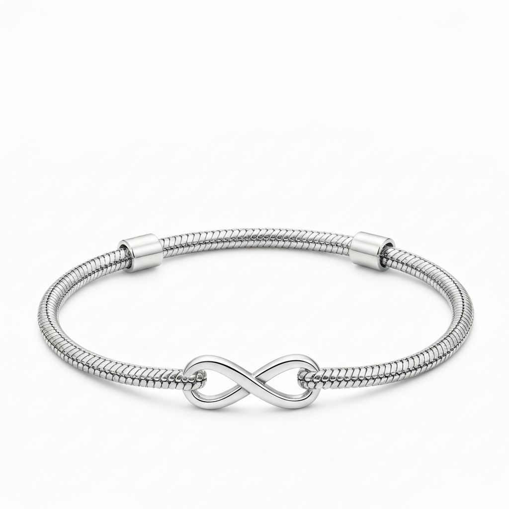 Bracelete de Prata em Trama e Fecho Símbolo do Infinito